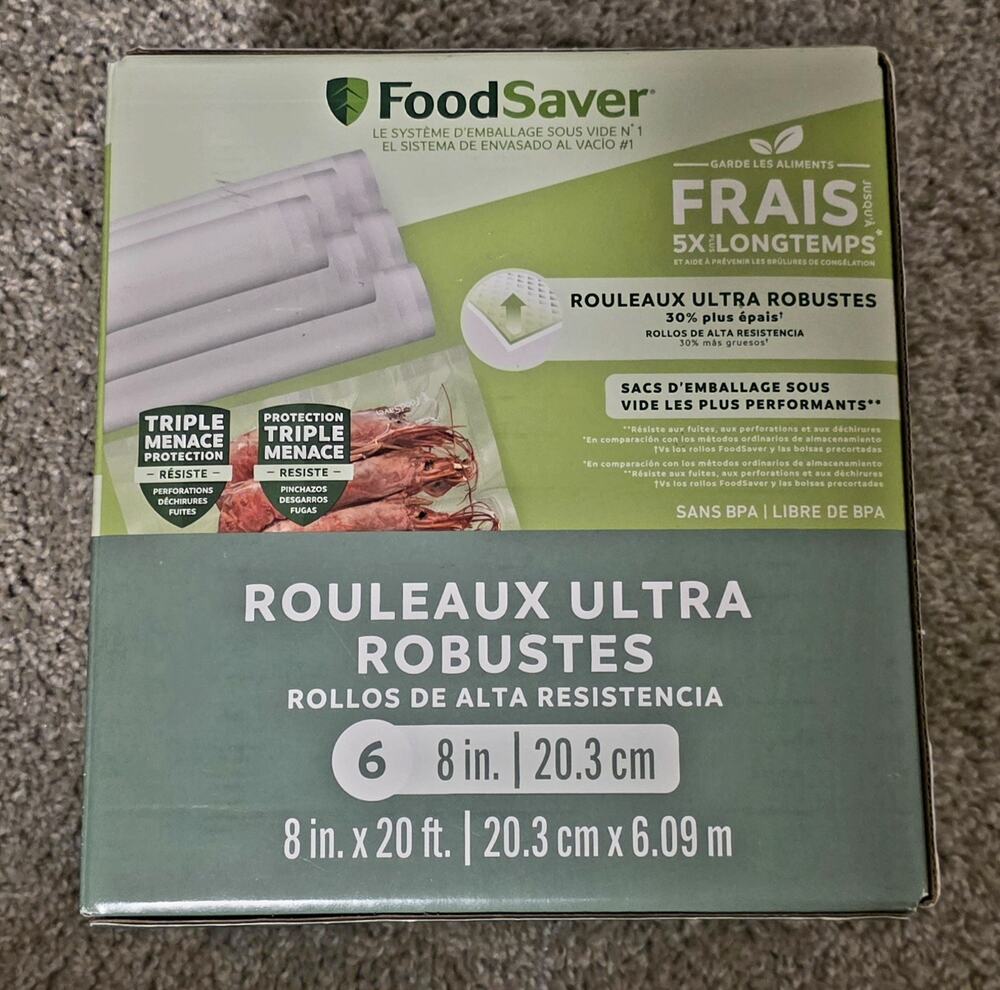 FoodSaver 8" Heavy Duty Rolls 6 each total